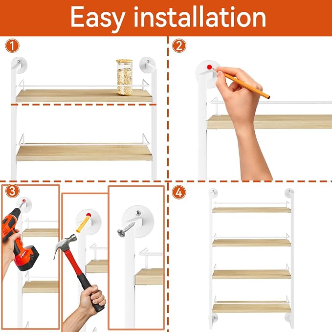 IBUYKE Spice Rack Wall Mount, 4 Tier Hanging Seasoning Organizer, Spice Rack - Image 9