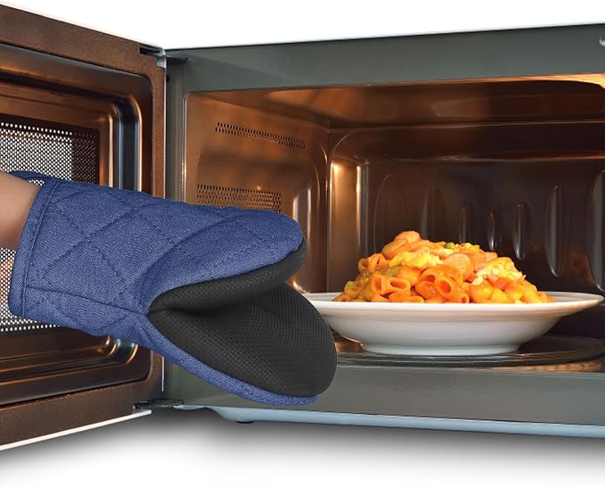 Short Oven Mitts, Heat Resistant 500°F, Silicone Grip Kitchen Gloves, Non-Slip - Image 7