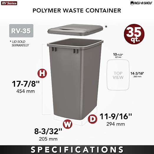 Rev-A-Shelf 35 qt. Silver Polymer Replacement Waste Container Pullouts - Image 3