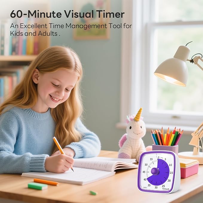 Yunbaoit Visual Timer with Night Light, 60-Minute Countdown Timer - Image 2