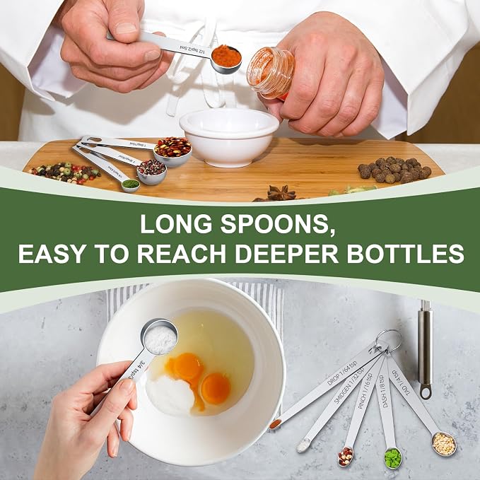 EWFEN Measuring Cups and Spoons Set, 7 Stainless Steel Nesting Measuring Cups & - Image 4