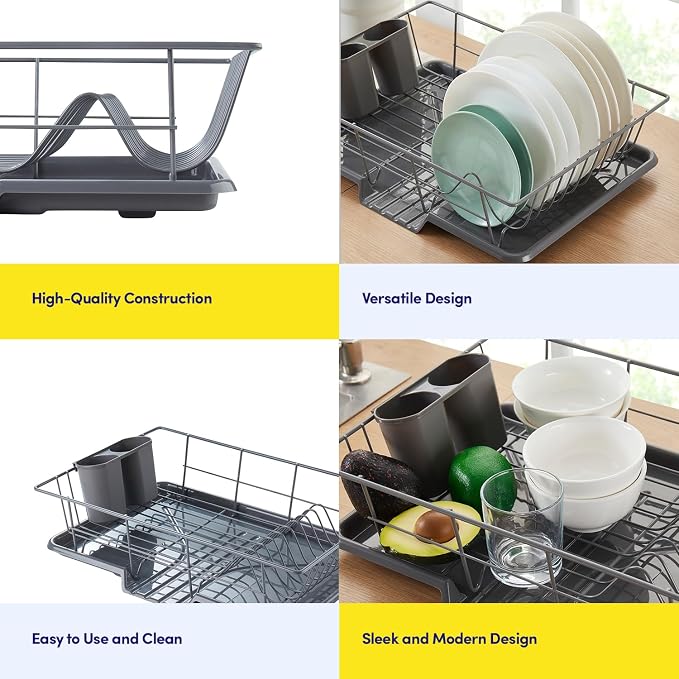Sweet Home Collection Space-Saving 3-Piece Dish Drainer Rack Set: Efficient - Image 6