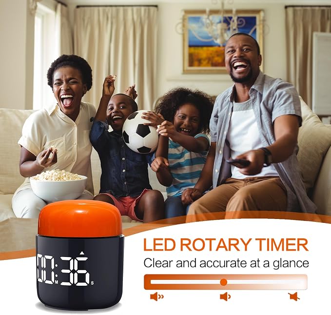 Table Twist Timer, Large LED Display Stopwatch, Silent & Loud Alarm, 199 Minute - Image 3