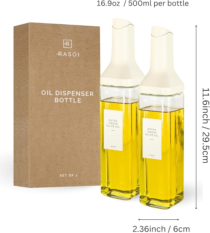 Oil Dispenser Bottle – Set of 2 17oz/500ml Oil and Vinegar Dispenser - Image 2