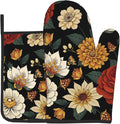 Boho Floral Oven Mitts and Pot Holders Sets of 2 Vintage Kitchen Mitts Bohemian by DZGlobal