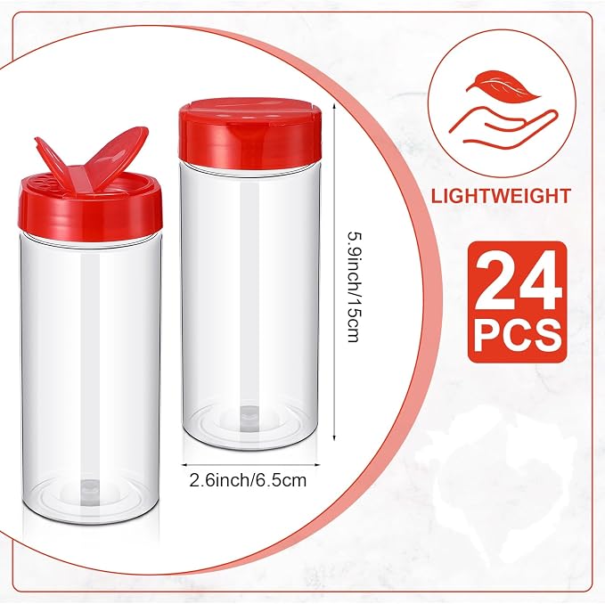 Zhehao 24 Pieces Plastic Spice Containers Plastic Spice Bottles Clear Reusable - Image 2