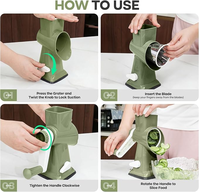 Rotary Cheese Grater, Cheese Shredder Hand Crank, Manual Cheese Grater - Image 5