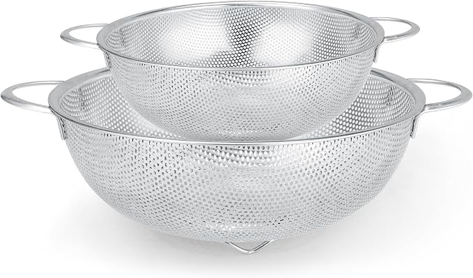 Gulex Stainless Steel Colander and Strainer Set，Metal Strainers by Gulex