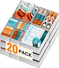【FAMILY PACK】Drawer Organizer Clothes, 20 Pack Dresser Organizer Bins