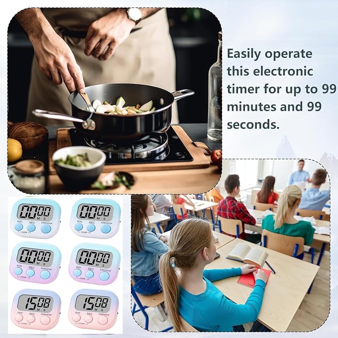 4 Pack Digital Timers, Timer for Kids, Magnetic Back and ON/Off Switch - Image 4