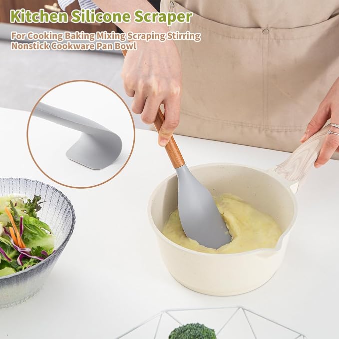 Wooden Spoons for Cooking, Acacia Wood Spoon Wooden Utensils Set, Non-Stick - Image 3