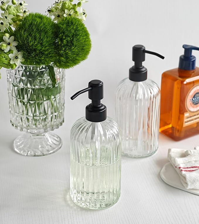 JASAI 2PACK 18Oz Simple Glass Soap Dispensers - Image 7