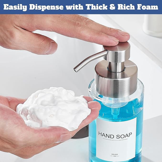 Glass Foaming Hand Soap Dispenser, 10 oz Easy Refill Bathroom Soap Dispenser - Image 4