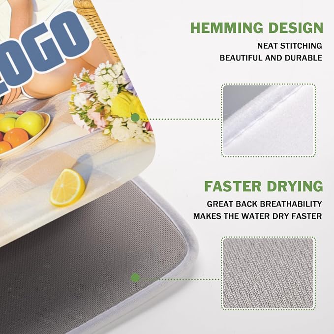 Custom Dish Drying Mat for Kitchen Counter Design Your Photo Text Business Logo - Image 4