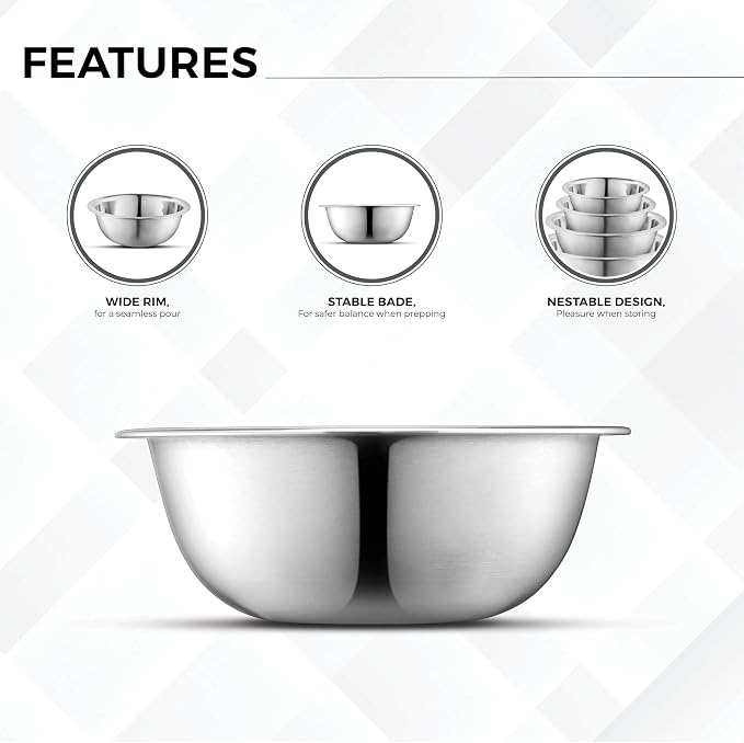 AVADOR Premium Stainless Steel Mixing Bowls, Space Saving - Image 4