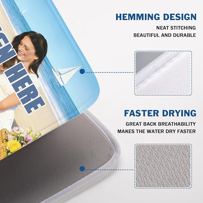 Custom Dish Drying Mat for Kitchen Counter Design Your Photo Text Business Logo - Image 4