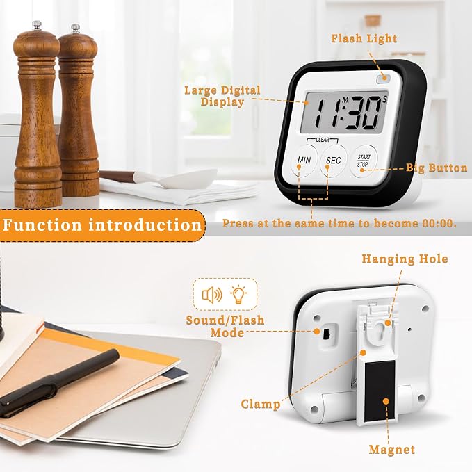 Timer, Kitchen Timers for Cooking Classroom Timer for Kids Teachers Magnetic - Image 4