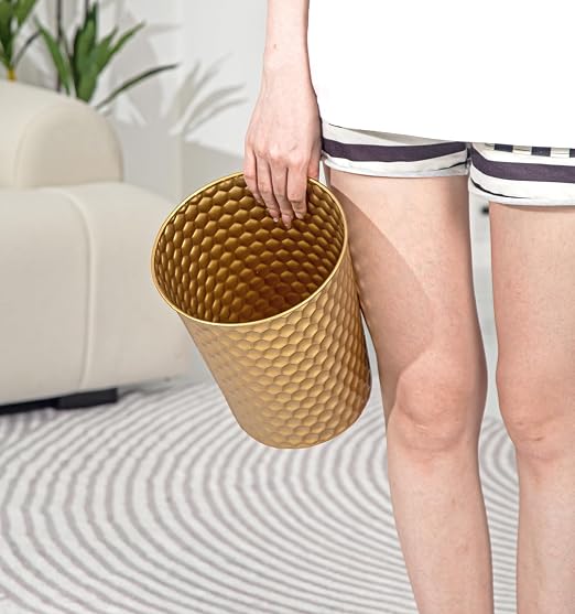 Venalys Small Metal Trash Can Wastebasket, Decorative Honeycomb Garbage Can - Image 8