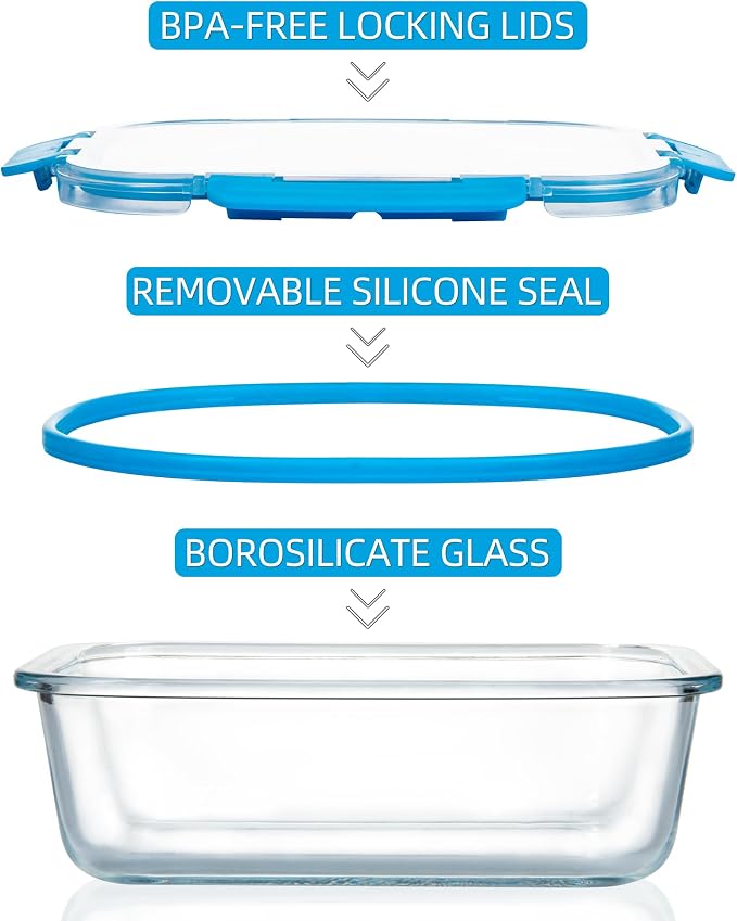 FAWLES 12 Pack Glass Meal Prep Containers - Image 3