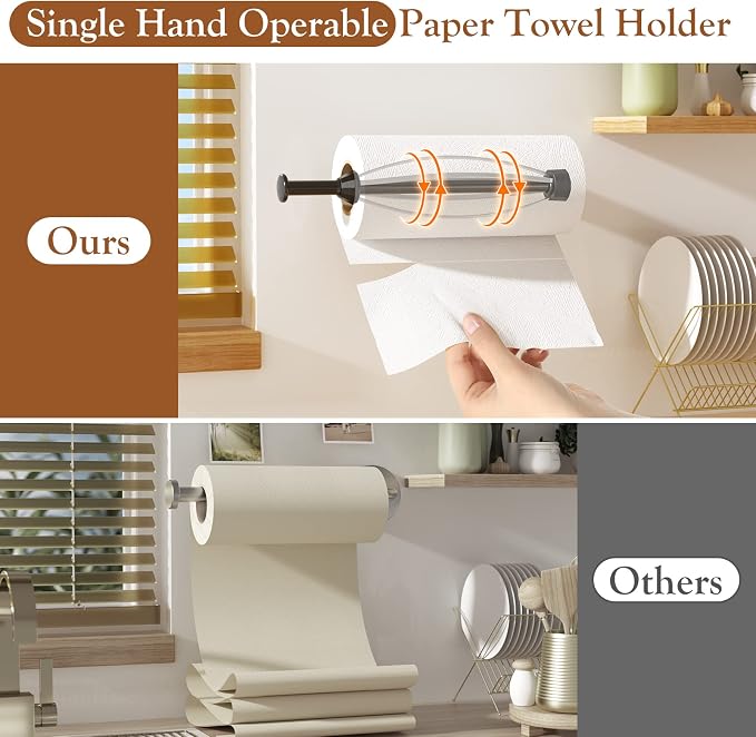 Paper Towel Holder Under Cabinet, Single Hand Operable Wall Mount - Image 2