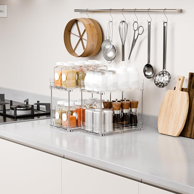 Yieach 2 Tier Vertical Spice Rack Pull Out, 10.4'' Deep Narrow Slide Out Spice - Image 7