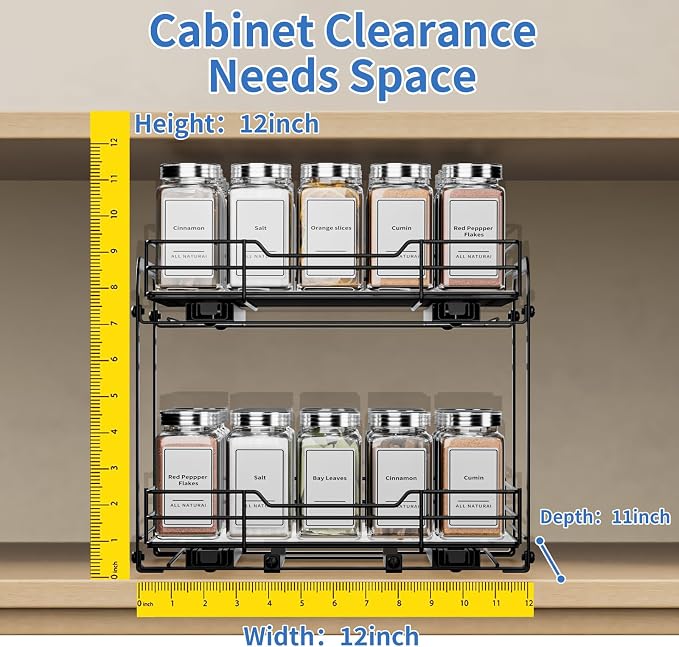 BOIVSHI 2-Tier Spice Rack Organizer, Pull Out Spice Rack - Image 4