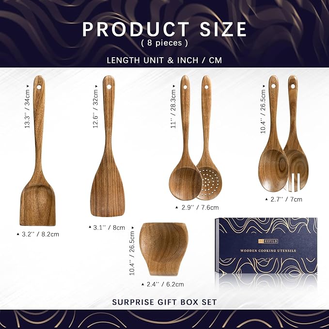 Wooden Spoons for Cooking, Nonstick Cooking Utensil Set - Image 2