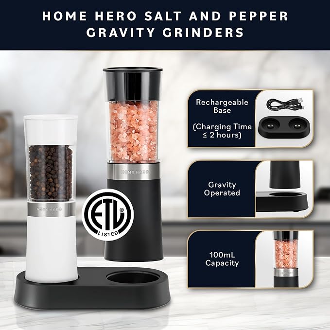Home Hero Electric Salt and Pepper Grinder Set - Image 2