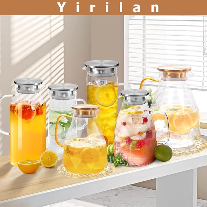 Yirilan Glass Pitcher, 90 oz/2.6 Liter Water Pitcher - Image 7
