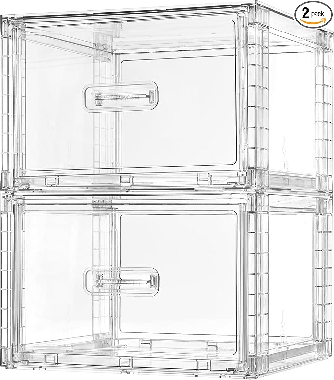 Vtopmart 2 Pack 18QT Clear Stackable Storage Drawers, Easily Assemble Closet by Vtopmart