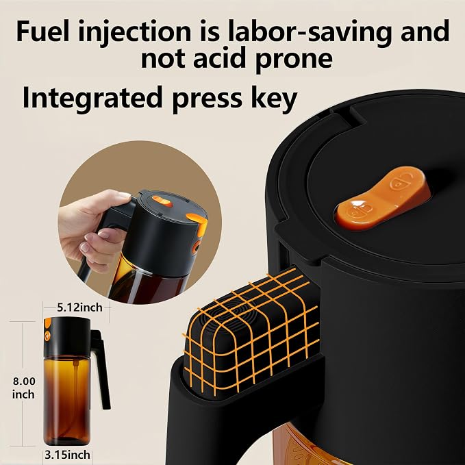 Olive Oil Spray Bottle Dispenser, 2-in-1 Glass Material Kitchen Cooking Oil - Image 3
