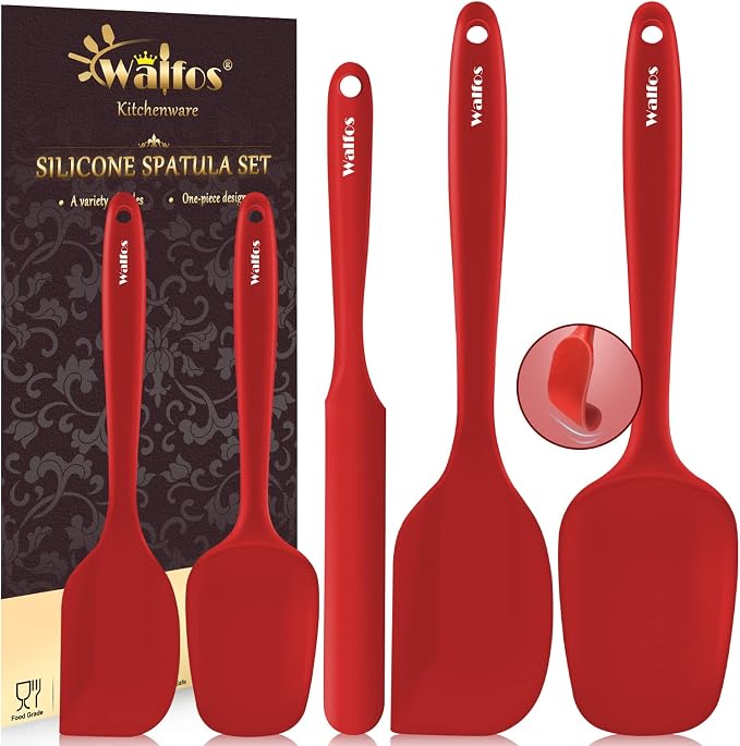 Walfos Silicone Spatula Set of 5-600°F Heat Resistant Kitchen Scraper Spatulas by Walfos