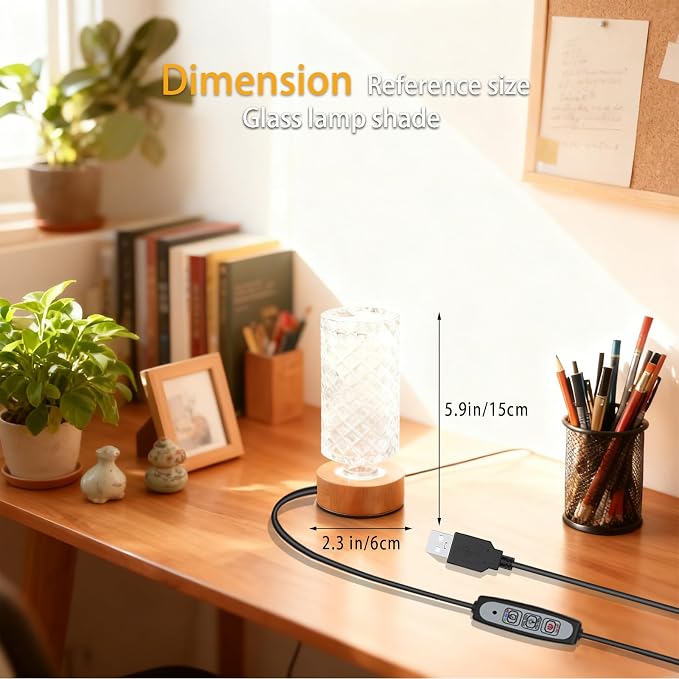 Dimmable Crystal Night Light, Small Bedside Lamp, Nightlight - Image 2