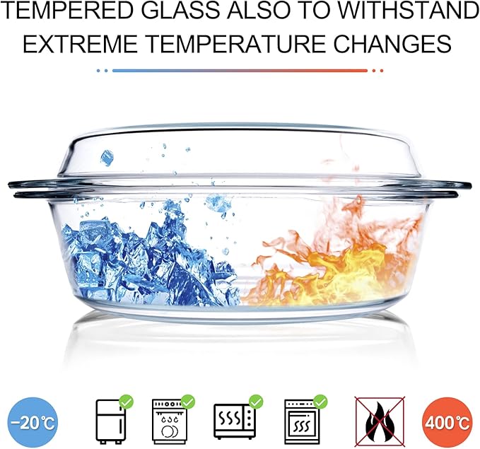 Round Tempered Glass Casserole Dish - Image 3