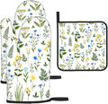 Blue Yellow Green Floral Oven Mitts & Pot Holders Sets of 3, Heat Resistant Sky by Unknown