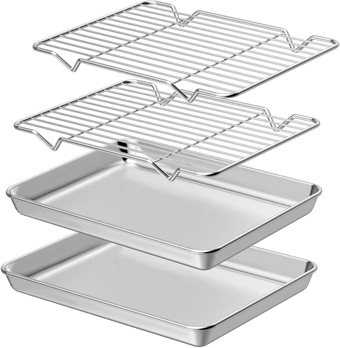Wildone Baking Sheet with Rack Set, Stainless Steel Cookie Pan baking Tray with by Wildone