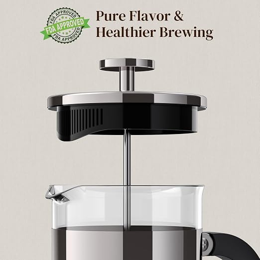 Veken French Press Coffee Maker 21oz 0.6 L, Single Serve Small Pot, Heat - Image 2
