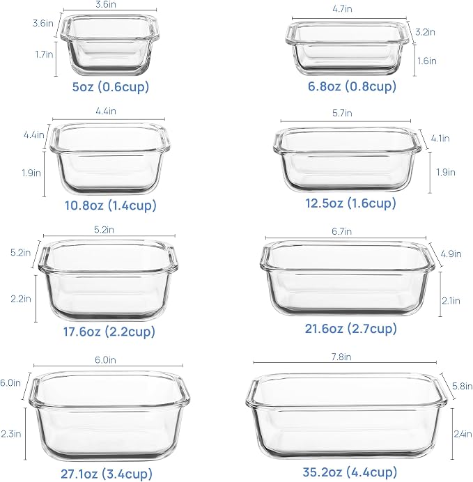 Vtopmart 8 Pack Glass Food Storage Containers - Image 2