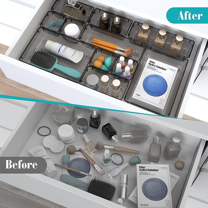 StorMiracle 23 PCS Clear Plastic Drawer Organizers Set, 4 Size Desk Drawer - Image 4