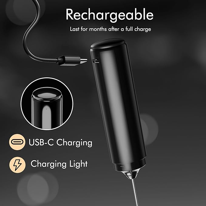 Rechargeable Milk Frother Handheld, 2-IN-1 Dual Spring Whisk Electric Frother - Image 4
