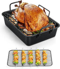 TeamFar Roasting Pan, 14” Nonstick Deep Lasagna Brownie Turkey Pan by TeamFar