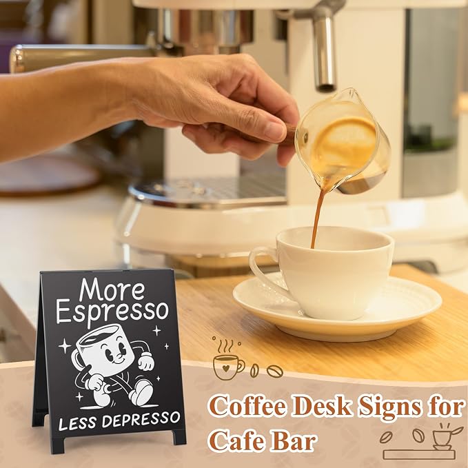 Coffee Signs for Coffee Station More Espresso Less Depresso Inspirational - Image 5