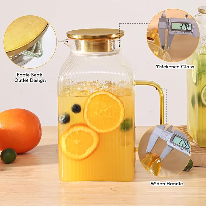 2 Pack 68oz/2 Liter Square Glass Pitcher - Image 3