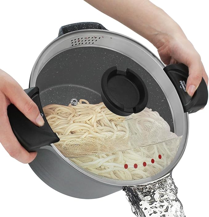 ROSSETTO 5QT Pasta Pot with Strainer Lid, 9.5'' Cast Aluminum Nonstick by ROSSETTO