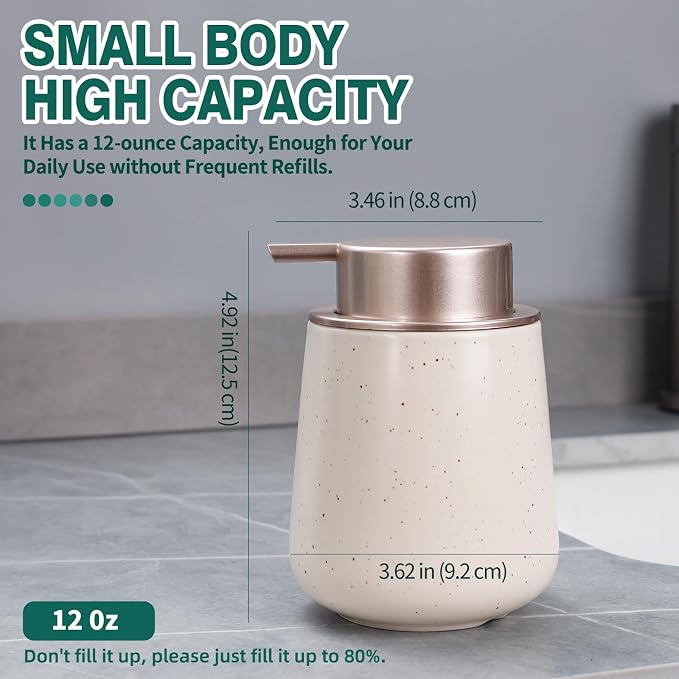 Bosilunlife Ceramic Foaming Soap Dispenser - 12 oz Foam Hand Wash Dispenser - Image 4