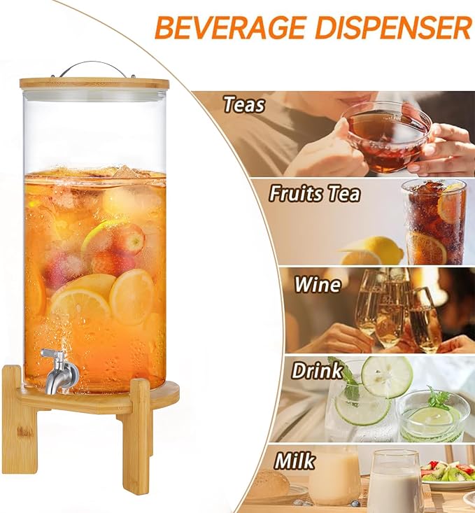 Beverage Dispenser, 2.9 Gallon Glass Drink Dispenser - Image 5