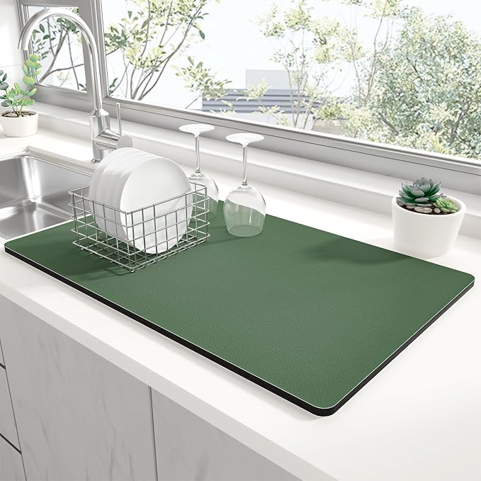 Rnivvi Dish Drying Mat for Kitchen Counter, XL 15 x 24" Super Absorbent Drainer by Rnivvi