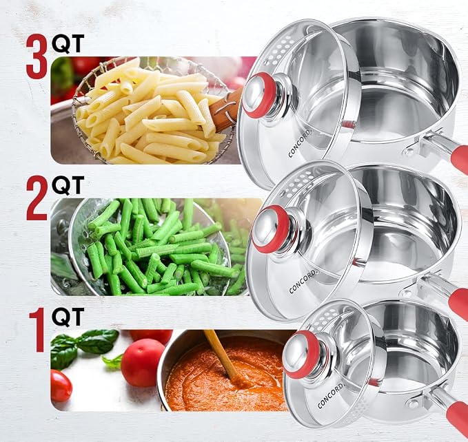 Concord 2 Quart Stainless Steel Saucepan - Image 8