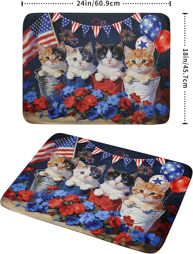 4th of July Drying Mat for Kitchen Counter 18 X 24 in Patriotic Printed Dish - Image 2