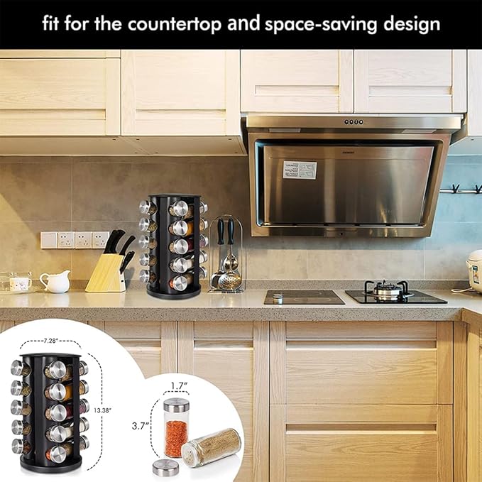 EBIZ&TECH 20-Jar Stainless Steel Rotating Spice Rack - Image 6